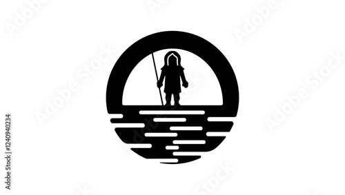 Eskimo symbol, black isolated silhouette