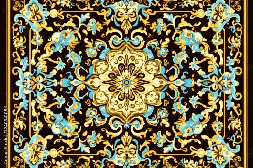 Ornate Mandala Design: A Luxurious Tapestry of Gold and Teal Ornate Mandala Design: A Luxurious Tapestry of Gold and Teal