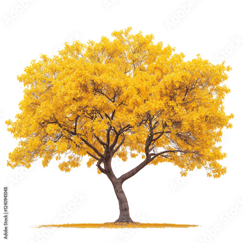 Golden trumpet tree isolated on transparent background PNG