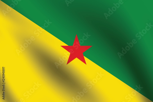 French Guiana flag official colors and proportion digital vector illustration. Pleated flag.
