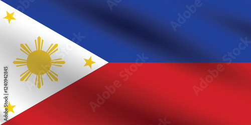 Philippines flag official colors and proportion digital vector illustration. Pleated flag.