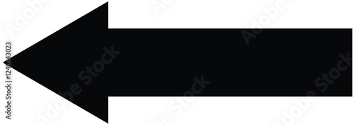 A large black icon with a solid long arrow pointing , on a white background.
