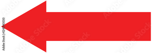 Red large forward or left pointing solid long arrow icon sketched as vector symbol eps 777