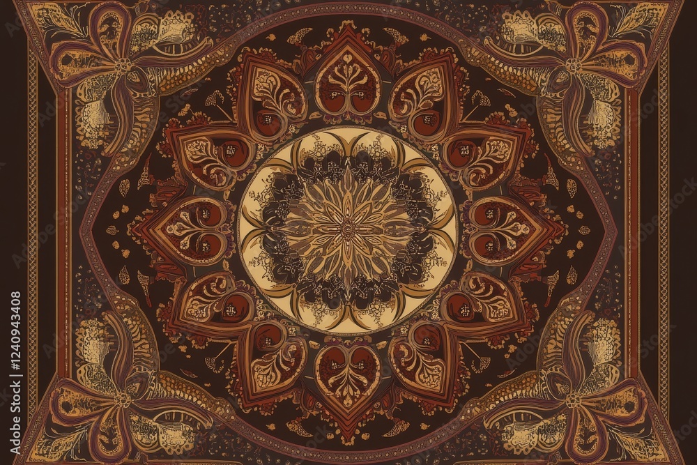 Obraz premium Ornate Mandala: A Tapestry of Brown and Gold