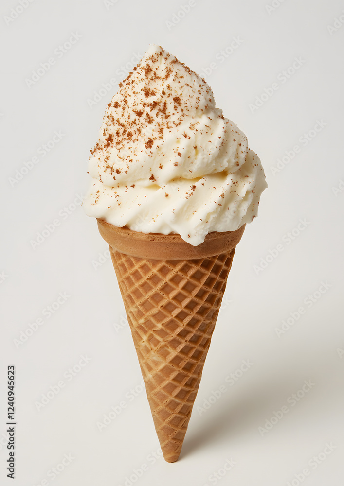 Creamy vanilla ice cream cone topped with chocolate sprinkles Creamy vanilla ice cream cone topped with chocolate sprinkles