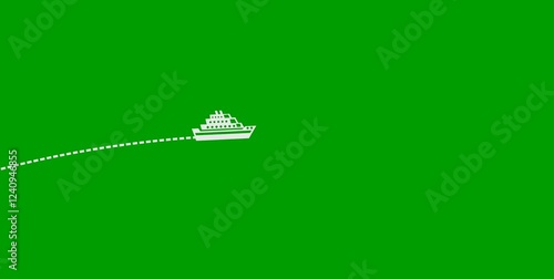 Animation of white ship route to the pin point green screen	