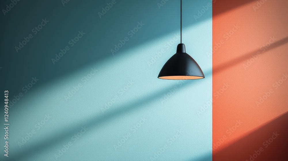 Minimalist Vector Illustration of a Lamp Silhouette with Simple Design and Colorful Background Featuring Blue and Orange Walls Minimalist Vector Illustration of a Lamp Silhouette with Simple Design and Colorful Background Featuring Blue and Orange Walls