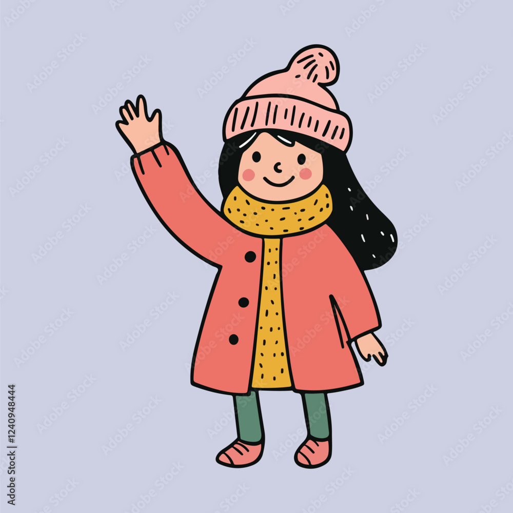 Stylish Girl Wearing Winter Clothes Vector Illustration Stylish Girl Wearing Winter Clothes Vector Illustration