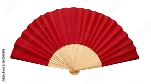 Red oriental fan on white