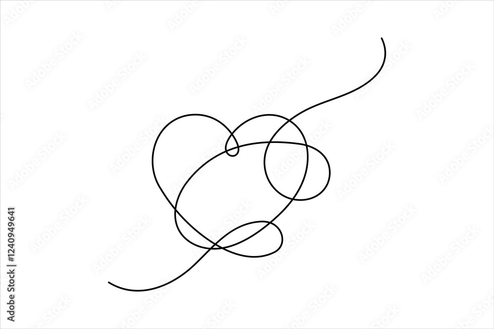 Continuous one line drawing of heart valentine's day love isolated hand drawn vector illustration Continuous one line drawing of heart valentine's day love isolated hand drawn vector illustration