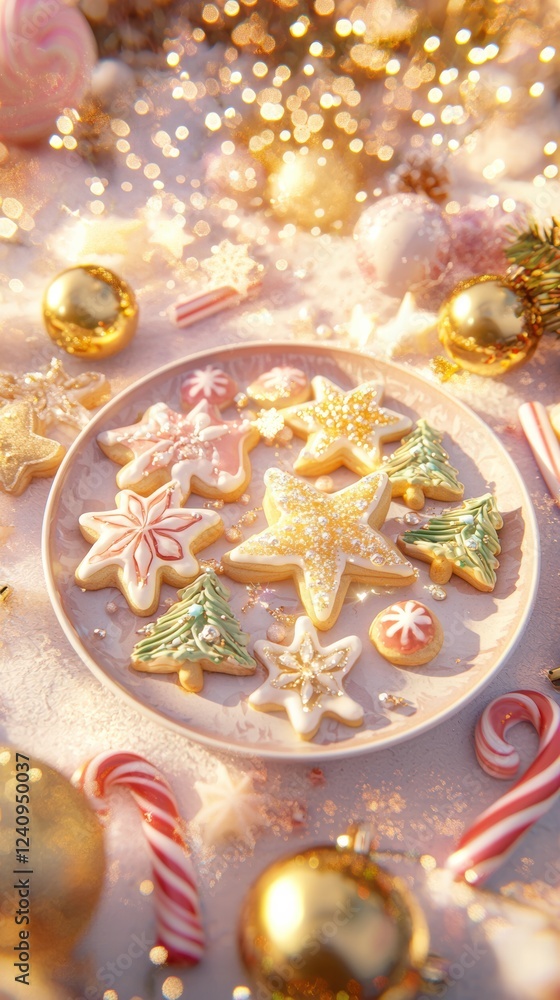 Charming holiday sugar cookies with festive decorations Charming holiday sugar cookies with festive decorations