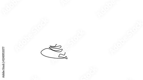 One continuous line drawing animation of a man with Indian flute. Bamboo flute Bansuri is a Indian traditional instrument to accompany the snake dance. The flute used in Hindustani classical music