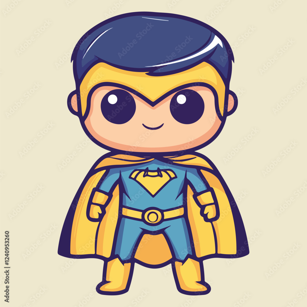 Cute cartoon superheroes in different poses vector illustration Cute cartoon superheroes in different poses vector illustration