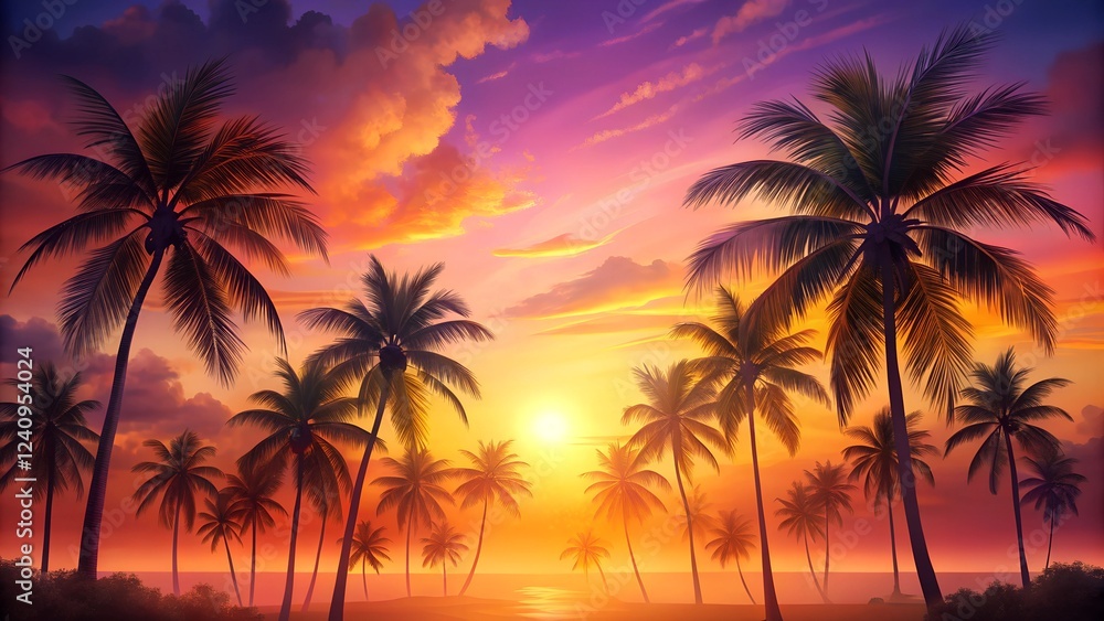A warm, tropical-inspired abstract background with a smooth blend of sunset colors—orange, pink, and purple. Perfect for summer themes, travel branding, and aesthetic designs A warm, tropical-inspired abstract background with a smooth blend of sunset colors—orange, pink, and purple. Perfect for summer themes, travel branding, and aesthetic designs