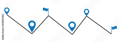 Dot line path route travel banner illustration with location map pin icon. Route location icon two pin sign and dotted line.