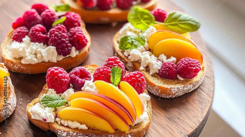 Bright Breakfast, a wholesome and energizing morning meal featuring golden toasts, a colorful assortment of fresh fruits, juicy berries, crisp vegetables, and cottage cheese,breakfast close up. Bright Breakfast, a wholesome and energizing morning meal featuring golden toasts, a colorful assortment of fresh fruits, juicy berries, crisp vegetables, and cottage cheese,breakfast close up.