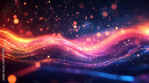 colourful Bokeh Lights Abstract Background with AI tecknikal elements. 