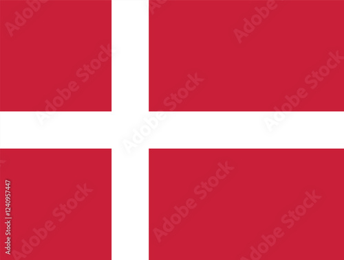 Denmark flag. The official ratio. Flag icon. Standard color. Standard size. A rectangular flag. Computer illustration. Digital illustration. Vector illustration.