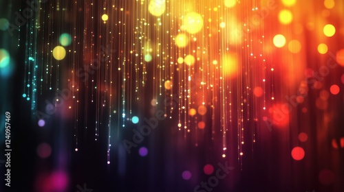 colourful Bokeh Lights Abstract Background with AI tecknikal elements. 