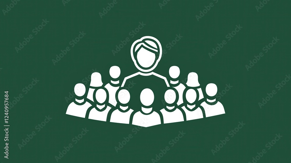 Simple Line Art Logo Design Featuring White Figures on Green Background Representing Community and Collaboration Simple Line Art Logo Design Featuring White Figures on Green Background Representing Community and Collaboration