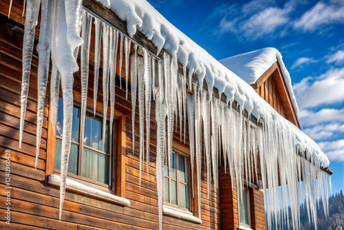 Icicles Hanging from a Roof After a Storm