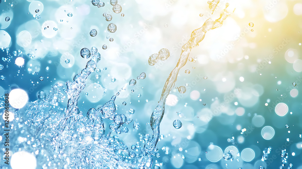 Dynamic water splash, bubbles, ripples, underwater light rays and tranquil ocean views Dynamic water splash, bubbles, ripples, underwater light rays and tranquil ocean views