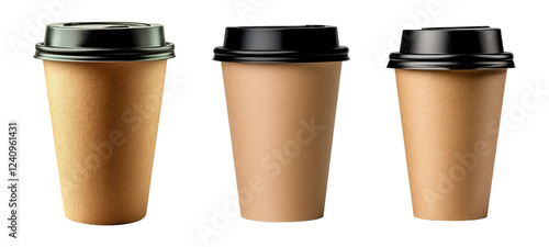 Wallpaper Mural Collection of takeaway coffee cups with black lids and textured designs Torontodigital.ca