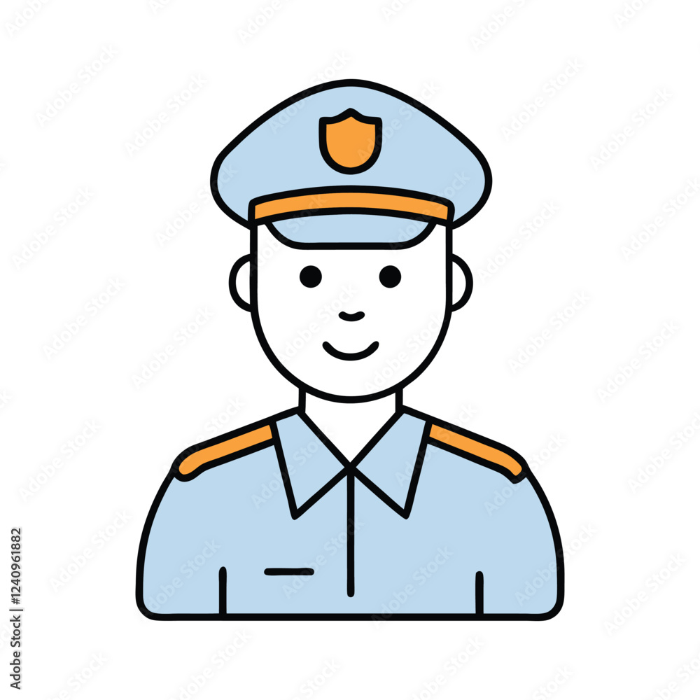 Police Officer Icon Vector Line Art Illustration for Law Enforcement Designs Police Officer Icon Vector Line Art Illustration for Law Enforcement Designs
