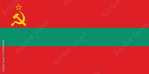 Flag of Transnistria. Flag icon. Standard color. Standard size. A rectangular flag. Computer illustration. Digital illustration. Vector illustration.