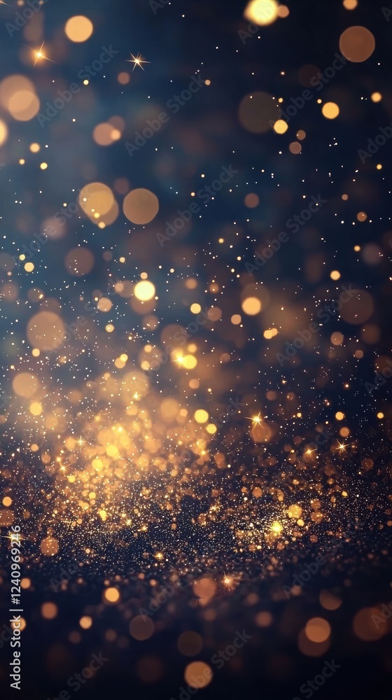 Fototapeta premium Cosmic elegance golden light particles on indigo canvas