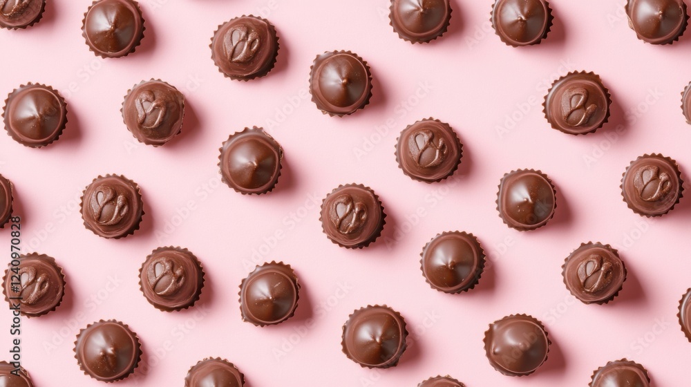A Symphony of Hearts: A Delightful Collection of Exquisite Chocolate Hearts, Beautifully Displayed on a Pastel Pink Surface, Creating a Scene of Pure Romance and Sweet Indulgence A Symphony of Hearts: A Delightful Collection of Exquisite Chocolate Hearts, Beautifully Displayed on a Pastel Pink Surface, Creating a Scene of Pure Romance and Sweet Indulgence