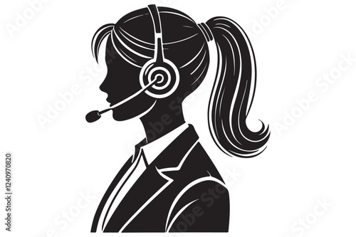 call center agent in profile view silhouette logo