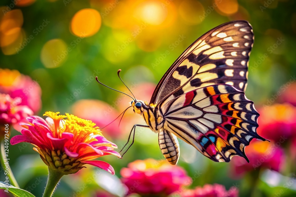 Fototapeta premium Chequered Blue Butterfly (Scolitantides orion) on Flower - Stock Photo