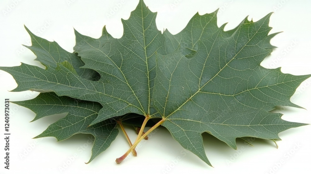 Fototapeta premium Green Maple Leaves Isolated on White Background