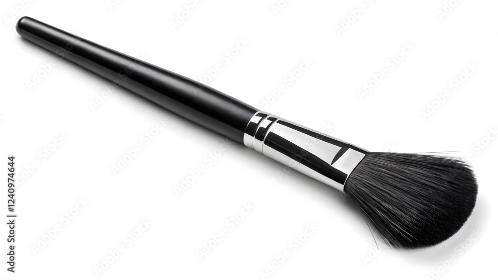 Black Fan-Shaped Makeup Brush with Sleek Handle & Silver Ferrule V6 Black Fan-Shaped Makeup Brush with Sleek Handle & Silver Ferrule V6