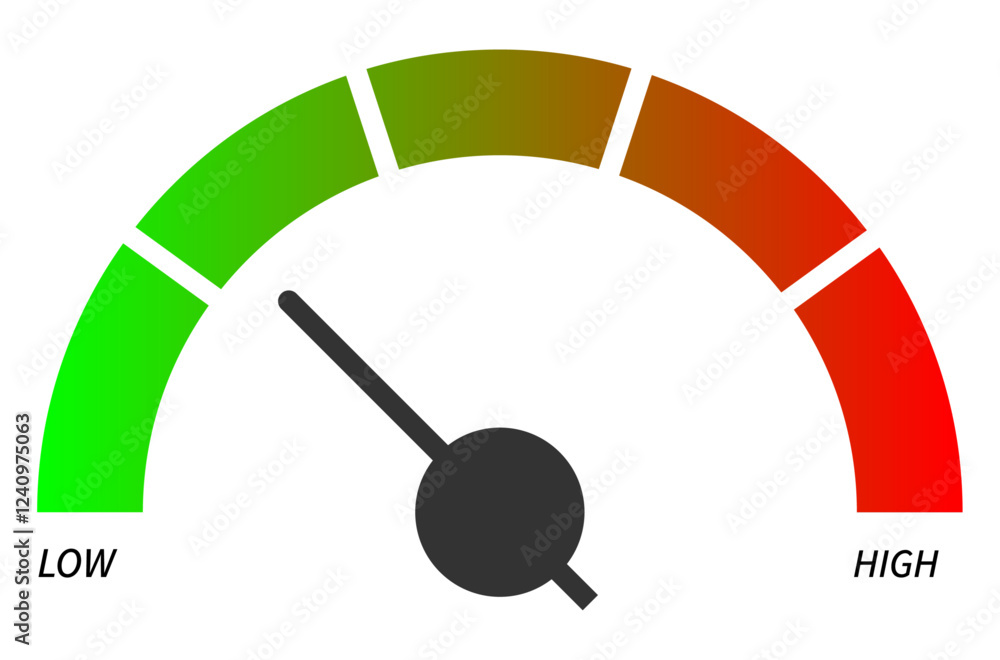 Low Level Guage Meter, Scale Risk Meter, Dashboard Sign, Speedometer Icon Vector Illustration Low Level Guage Meter, Scale Risk Meter, Dashboard Sign, Speedometer Icon Vector Illustration