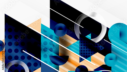 Modern geometric background - overlapping triangles with smooth gradients and semi-transparency