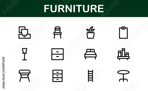 Furniture Icons for Interior Designers. Scalable Graphics for Modern, Classic, and Minimalist Furniture