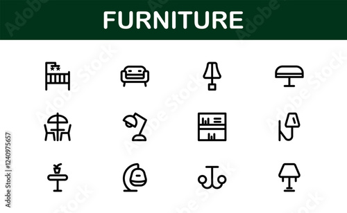 Furniture Icons for Interior Designers. Scalable Graphics for Modern, Classic, and Minimalist Furniture