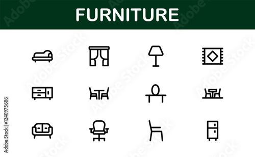 Furniture Icons for Interior Designers. Scalable Graphics for Modern, Classic, and Minimalist Furniture