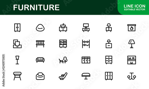 Furniture Icons for Interior Designers. Scalable Graphics for Modern, Classic, and Minimalist Furniture