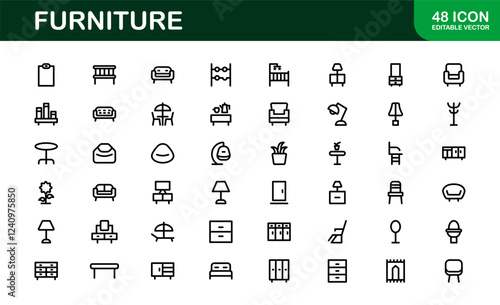 Furniture Icons for Interior Designers. Scalable Graphics for Modern, Classic, and Minimalist Furniture