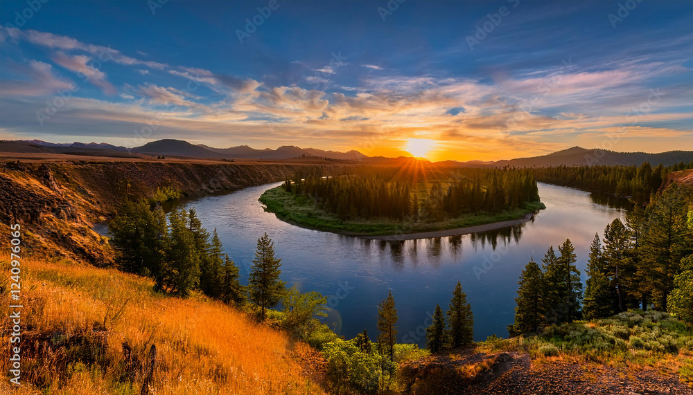 Fototapeta premium deschutes river at sundown