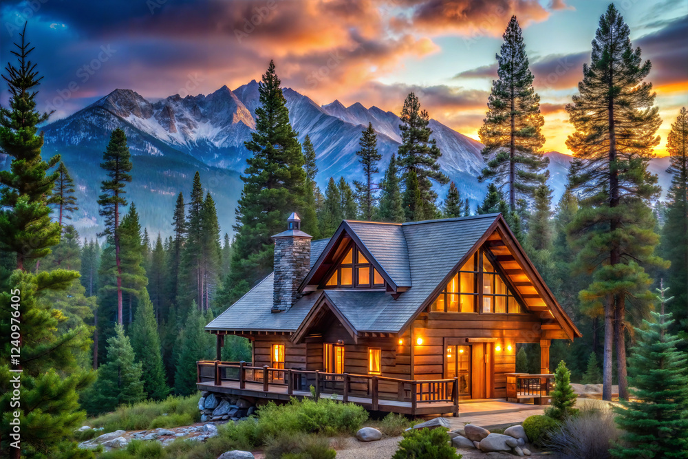 Mountain Cabin Nestled in a Pine Forest Mountain Cabin Nestled in a Pine Forest