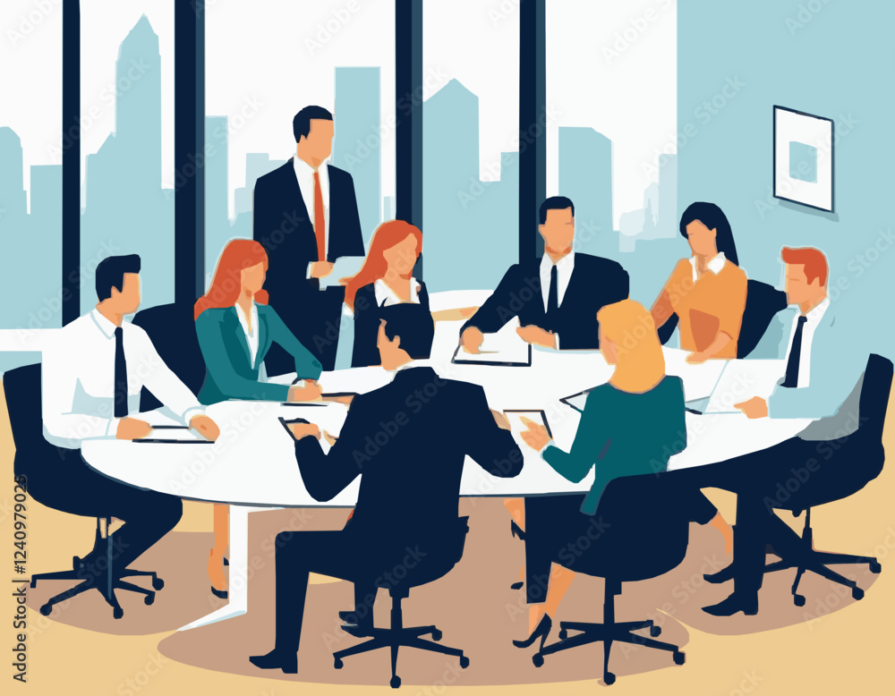 Business People Working Together in Office Meeting Business People Working Together in Office Meeting