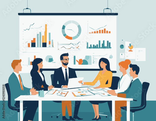 Corporate Team Meeting for Project Planning Graphic