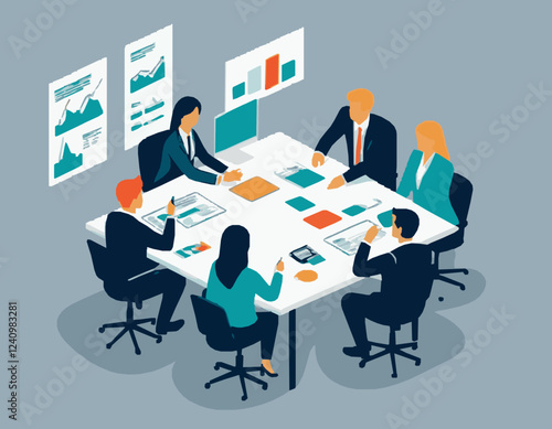 Office Teamworking and Strategy Session Graphic