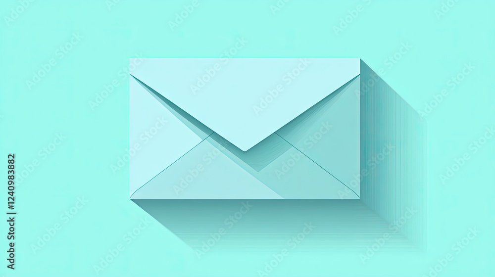 Minimalistic sky-blue envelope, centered on a crisp white background, with sharp corners and a clean design