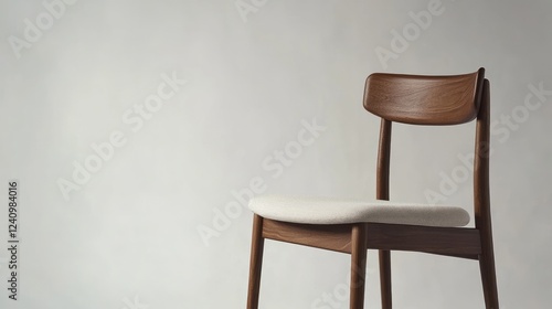 Modern wooden chair against a plain background. Possible use Stock photo for interior design, furniture catalog photo