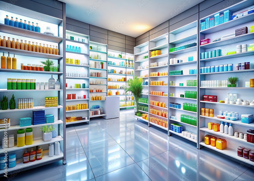 Generative art: futuristic pharmacy displays. Generative art: futuristic pharmacy displays.